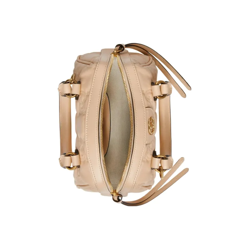 GUCCI GG Matelassé Leather Controller Boston Bag Shoulder Bag, Handbag Mini Women's Beige Yellow-6