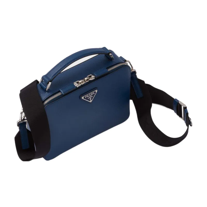 PRADA BriqueSaffiano Nylon And Leather Shoulder Bag Crossbody Bag Regular Men's Dark Blue-2