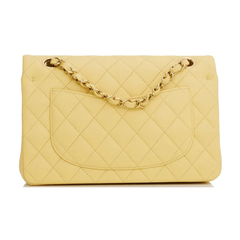 CHANEL Classic Flap CF Classic Calfskin Gold Metal Flap Bag, Shoulder Bag, Crossbody Bag Trumpets Women's Light Yellow-2