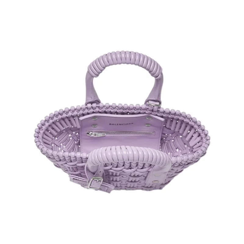 Balenciaga Cotton Basket Bag Handbag Shoulder Bag Crossbody Bag Extra Small Women's Purple-4