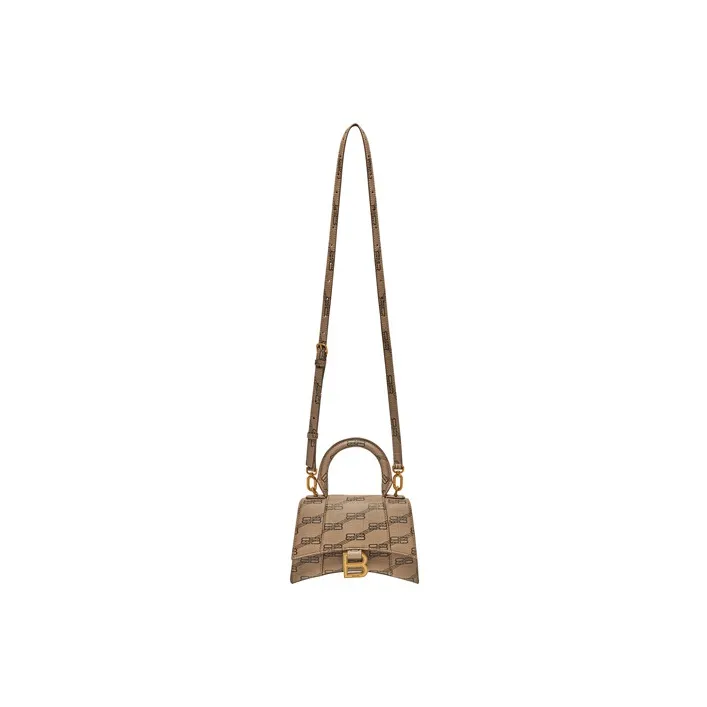 Balenciaga Hourglass Handbag Xs Bb Monogram Beige/Brown-5