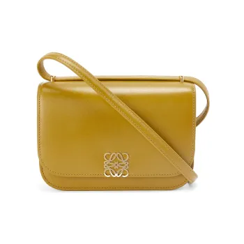 LOEWE Goya Smooth Finish Cow Leather Shoulder Bag Crossbody Bag Small Size Women's Ochre