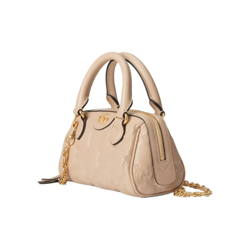 GUCCI GG Matelassé Leather Controller Boston Bag Shoulder Bag, Handbag Mini Women's Beige Yellow-1
