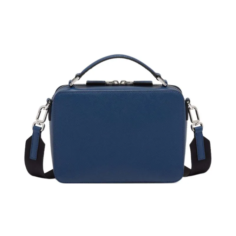 PRADA BriqueSaffiano Nylon And Leather Shoulder Bag Crossbody Bag Regular Men's Dark Blue-1
