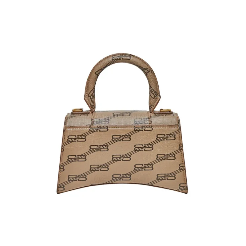 Balenciaga Hourglass Handbag Xs Bb Monogram Beige/Brown-3