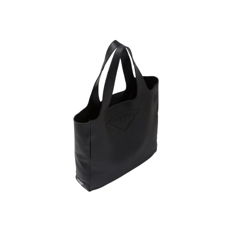 PRADA Leather Tote Bag Shopping Bag Handbag Regular Men's Black-1
