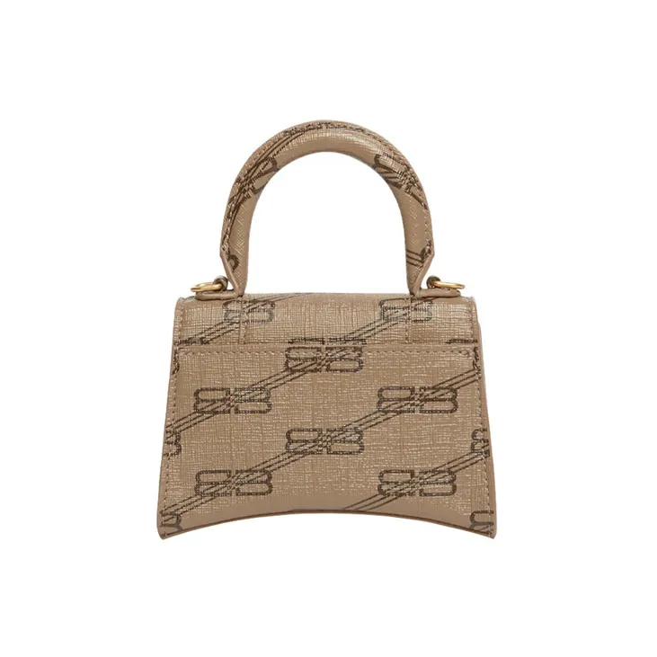 Balenciaga Hourglass Canvas Handbag Shoulder Bag Crossbody Bag Mini Women's Beige/Brown-1