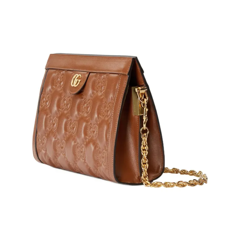 GUCCI GG Matelassé Leather Chain Shoulder Bag Shoulder Bags Handbags Women's Brown-4
