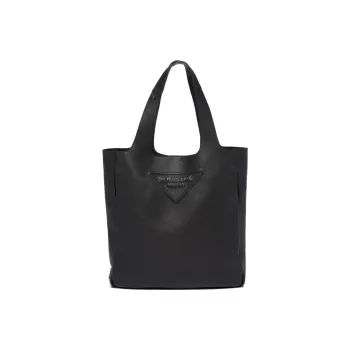 PRADA Leather Tote Bag Shopping Bag Handbag Regular Men's Black