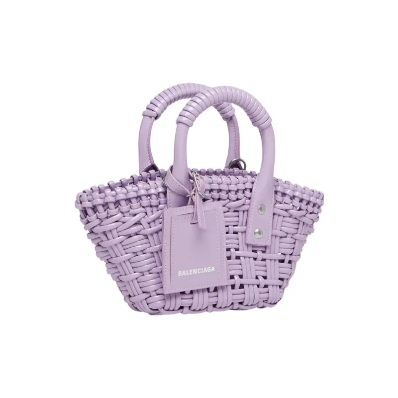 Balenciaga Cotton Basket Bag Handbag Shoulder Bag Crossbody Bag Extra Small Women's Purple-2
