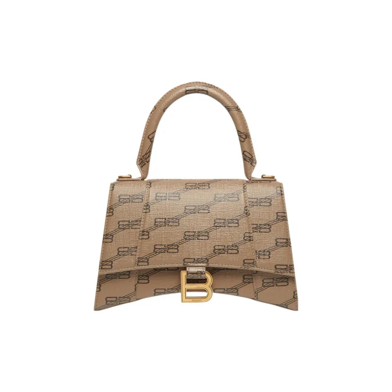 Balenciaga Hourglass Coated Canvas Hourglass Bag, Shoulder Bag, Crossbody Bag, Handbag Trumpets Women's Beige/Brown-0