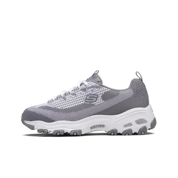 Skechers D'LITES Skech-Knit Cushioning Wear-Resistant Low-Top Casual Shoes Women's Gray White