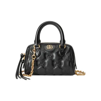 GUCCI GG Matelassé Leather Controller Boston Bag Shoulder Bags Handbags Mini Women's Black