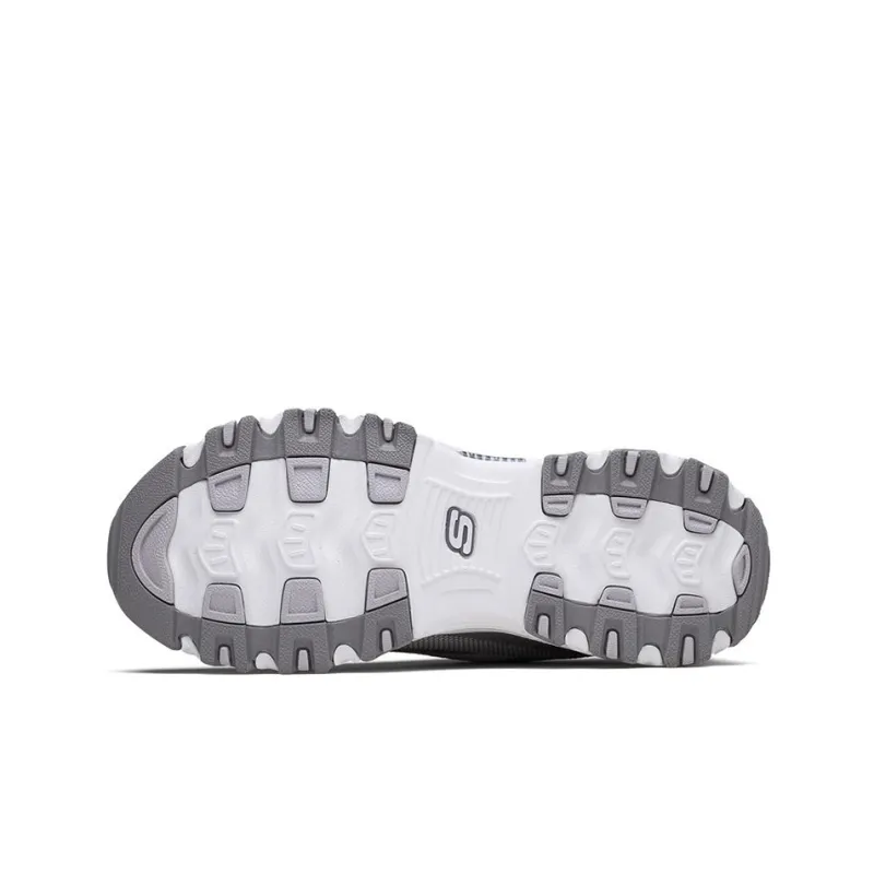 Skechers D'LITES Skech-Knit Cushioning Wear-Resistant Low-Top Casual Shoes Women's Gray White-4