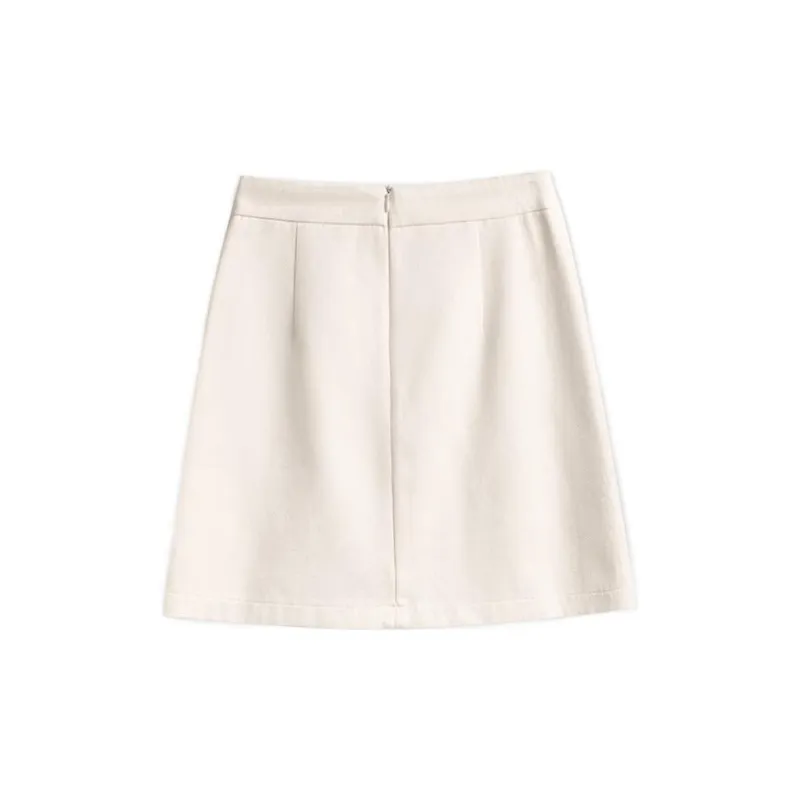 Olrain Denim Short Skirts Women's White-1