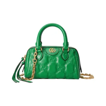 GUCCI GG Matelassé Leather Controller Boston Bag Shoulder Bags Handbags Mini Women's Emerald Green