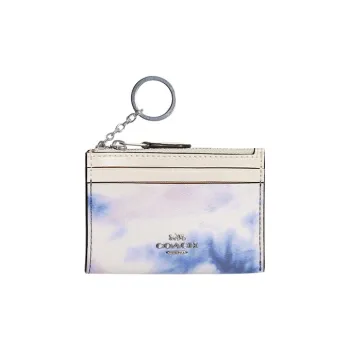 COACH Skinny Wallet Leather Card Holder Women's White/Blue/Pink