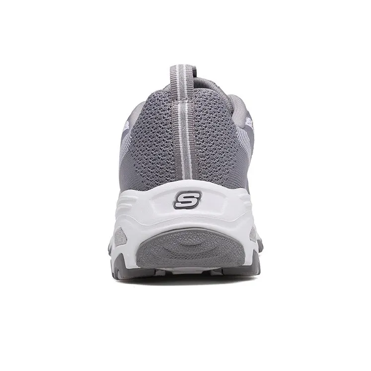 Skechers D'LITES Skech-Knit Cushioning Wear-Resistant Low-Top Casual Shoes Women's Gray White-3
