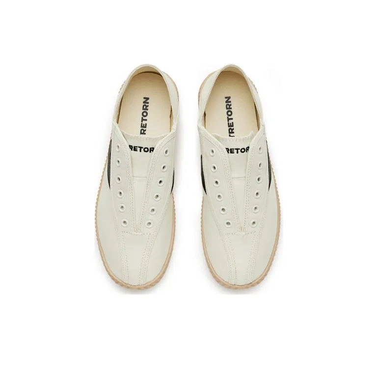 TRETORN Nylite Slip On Low-Top Skateboard Shoes Unisex Beige Black-4
