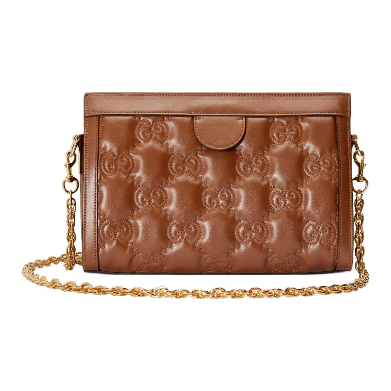 GUCCI GG Matelassé Leather Chain Shoulder Bag Shoulder Bags Handbags Women's Brown-1
