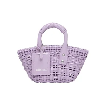 Balenciaga Cotton Basket Bag Handbag Shoulder Bag Crossbody Bag Extra Small Women's Purple