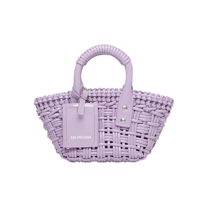 Balenciaga Cotton Basket Bag Handbag Shoulder Bag Crossbody Bag Extra Small Women's Purple-0
