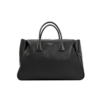 PRADA Leather Travel Bag Handbag Large Size Men's Black