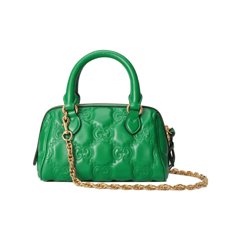 GUCCI GG Matelassé Leather Controller Boston Bag Shoulder Bags Handbags Mini Women's Emerald Green-3