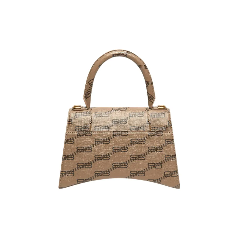 Balenciaga Hourglass Coated Canvas Hourglass Bag, Shoulder Bag, Crossbody Bag, Handbag Trumpets Women's Beige/Brown-1