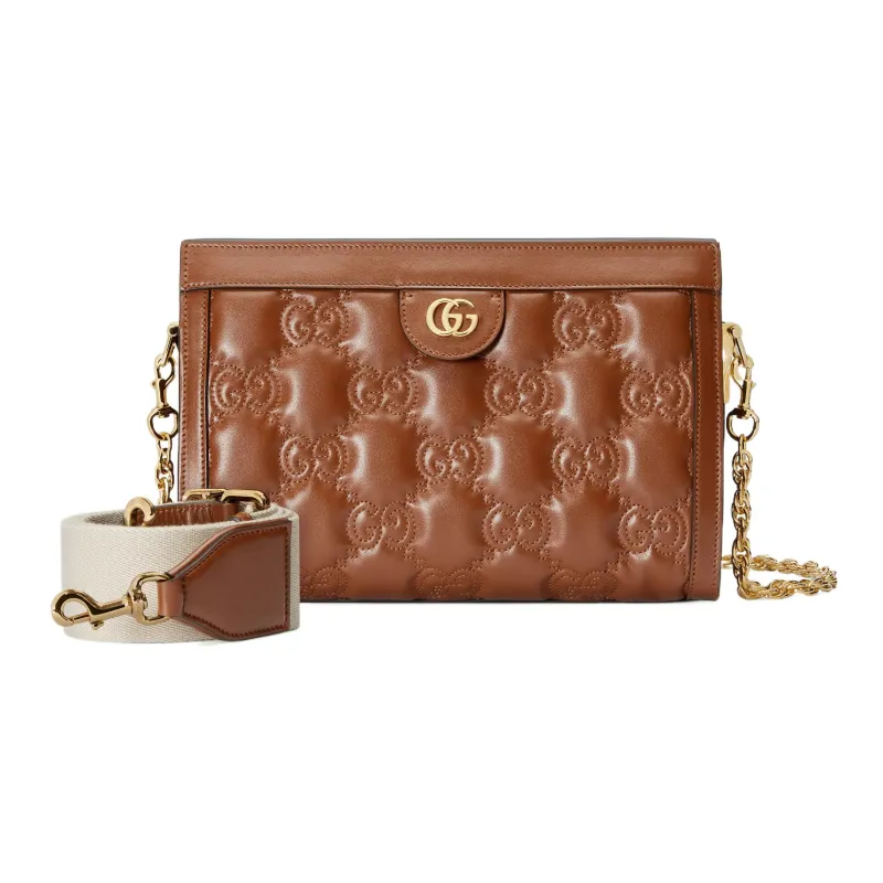 GUCCI GG Matelassé Leather Chain Shoulder Bag Shoulder Bags Handbags Women's Brown-2