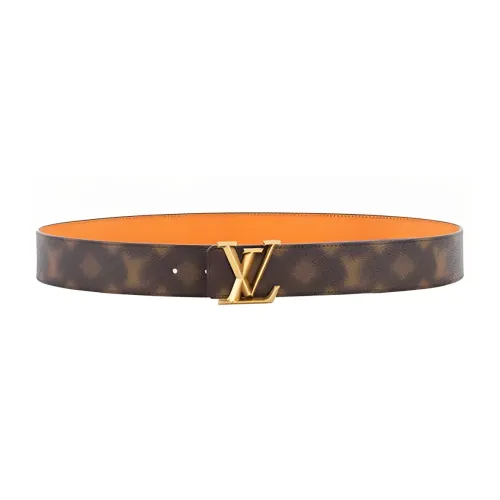 LOUIS VUITTON Leather Belts Men Brown Yellow