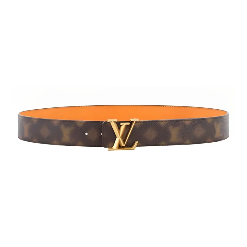 LOUIS VUITTON Monogram Leather Belts Men Brown Yellow-0