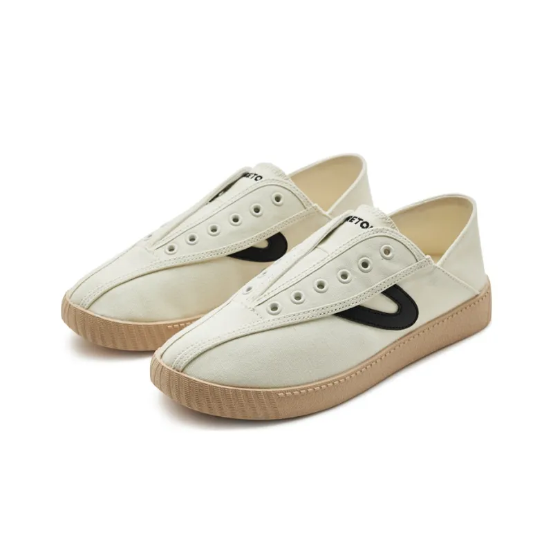 TRETORN Nylite Slip On Low-Top Skateboard Shoes Unisex Beige Black-3