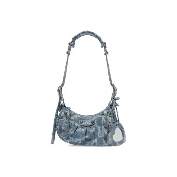 Balenciaga Le Cagole Shoulder Bag Xs Bb Monogram Blue/Bleached Denim