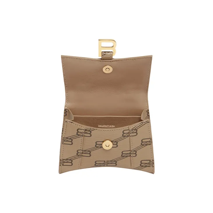 Balenciaga Hourglass Canvas Handbag Shoulder Bag Crossbody Bag Mini Women's Beige/Brown-3