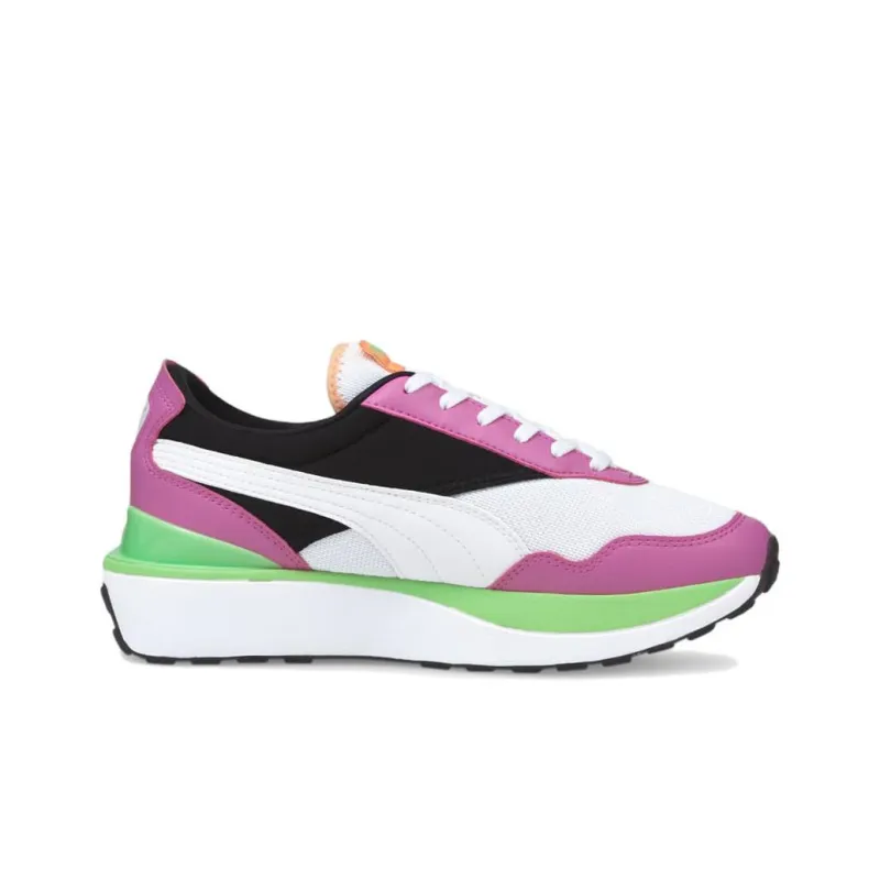 PUMA Cruise Rider Trainer Flair Low-Top Casual Shoes Women's White Purple Green-1
