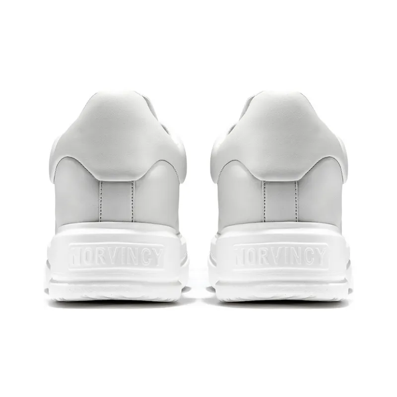 NORVINCY Versatile White Sneakers Low Top Commute Walking Shoes Skateboard Shoes Unisex White-4