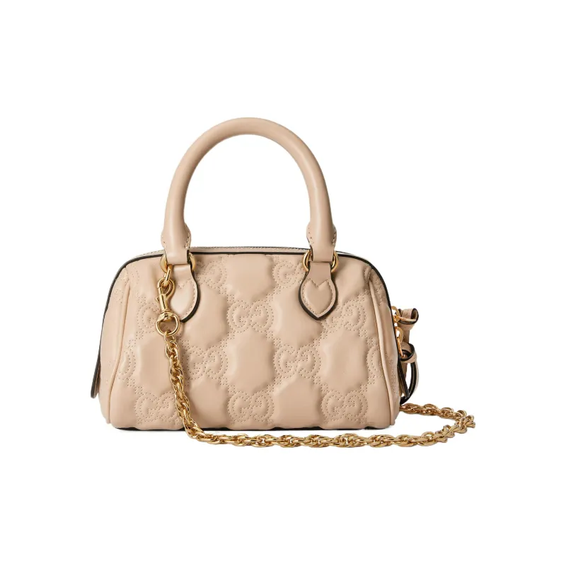 GUCCI GG Matelassé Leather Controller Boston Bag Shoulder Bag, Handbag Mini Women's Beige Yellow-3