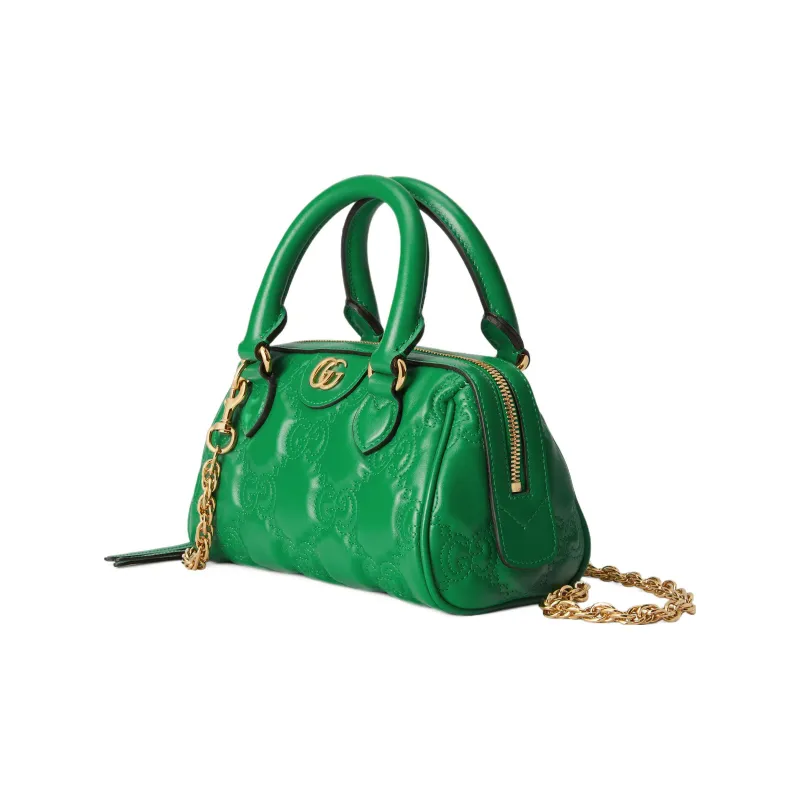 GUCCI GG Matelassé Leather Controller Boston Bag Shoulder Bags Handbags Mini Women's Emerald Green-1