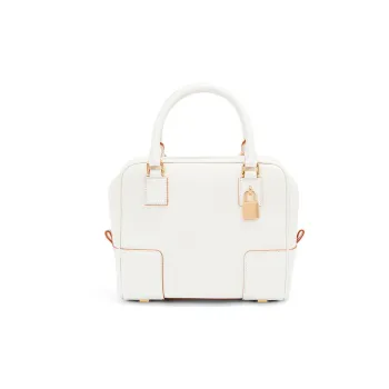 LOEWE Amazona Grained Calfskin Handbag Shoulder Bag Crossbody Bag Mini Women's Cotton White