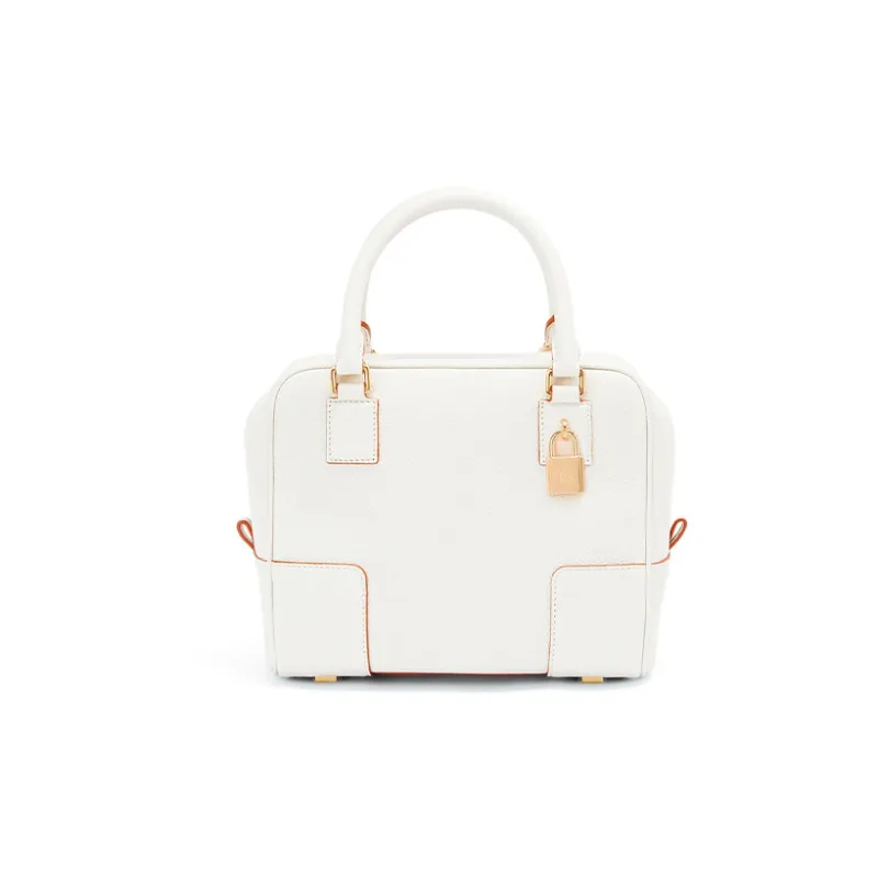 LOEWE Amazona Grained Calfskin Handbag Shoulder Bag Crossbody Bag Mini Women's Cotton White-0