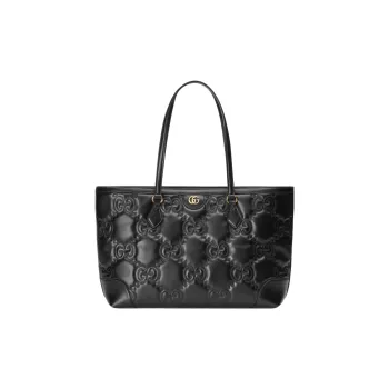 GUCCI GG Matelassé Leather Tote Shopping Bag Shoulder Bag, Handbag Women's Black