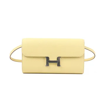 HERMES Epsom Leather Wallets Shoulder Bag Crossbody Bag Women's 1Z Jaune Poussin Chick Yellow