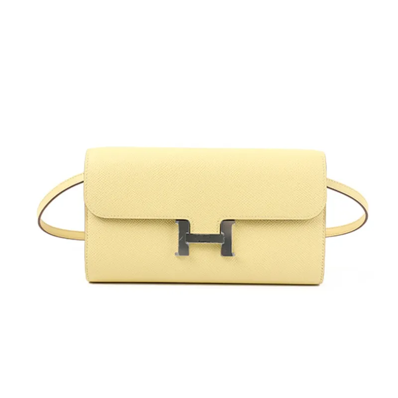 HERMES Epsom Leather Wallets Shoulder Bag Crossbody Bag Women's 1Z Jaune Poussin Chick Yellow-0