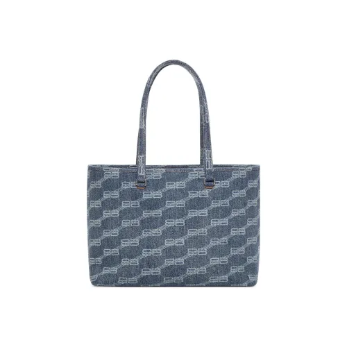 Balenciaga BB MONOGRAM Denim Tote Bag, Shopping Bag, Handbag Medium Size Women's Blue