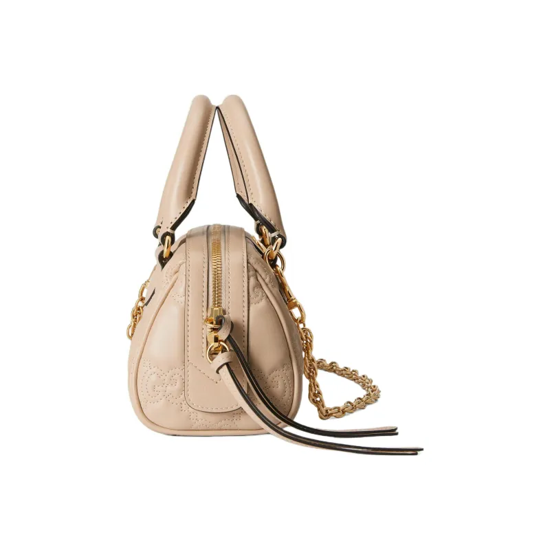 GUCCI GG Matelassé Leather Controller Boston Bag Shoulder Bag, Handbag Mini Women's Beige Yellow-4