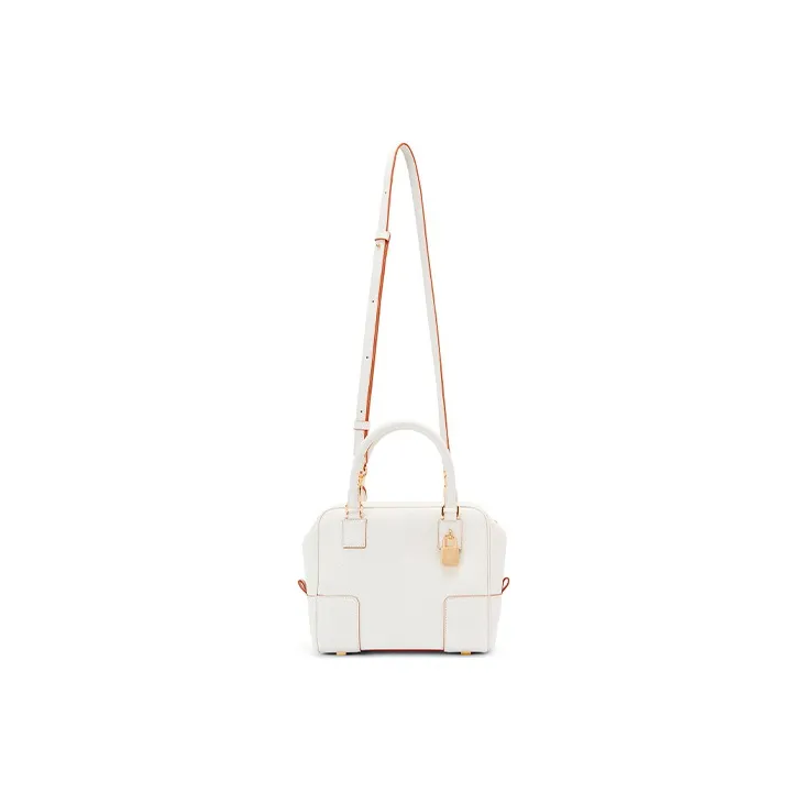 LOEWE Amazona Grained Calfskin Handbag Shoulder Bag Crossbody Bag Mini Women's Cotton White-5