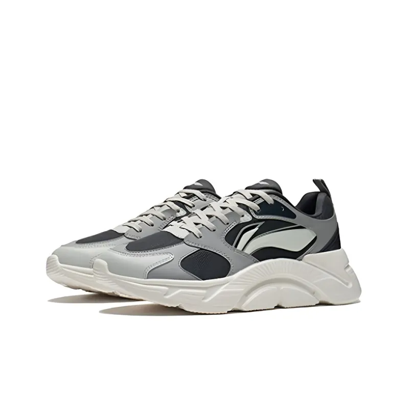 LiNing Shock Absorbing, Non Slip, Wear Resistant, Breathable And Lightweight Low Top Running Shoes Men's Black Gray-2