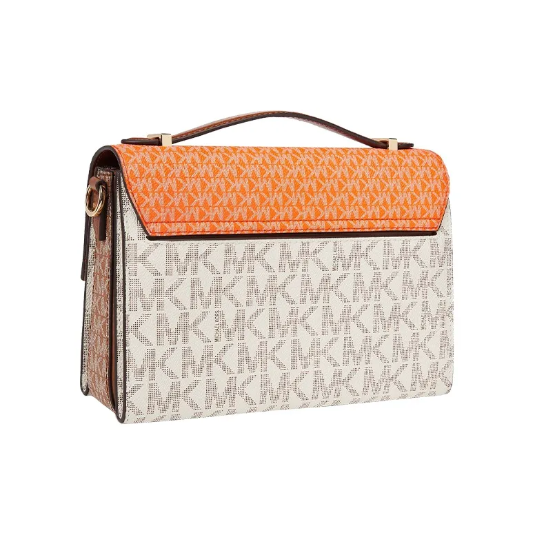 MICHAEL KORS Hendri Artificial Leather Shoulder Bag Crossbody Bag Medium Size Women's Vanilla White & Orange Red-1