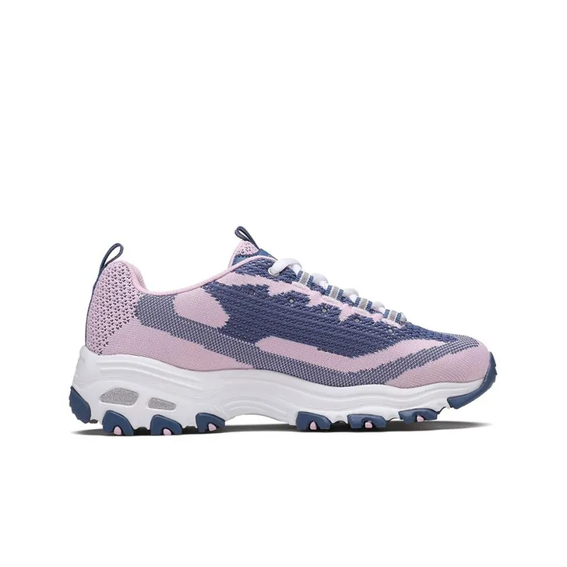 Skechers D'LITES Skech-Knit Cushioning Anti-Slip And Wear-Resistant Low-Top Casual Shoes Women's Pink-1